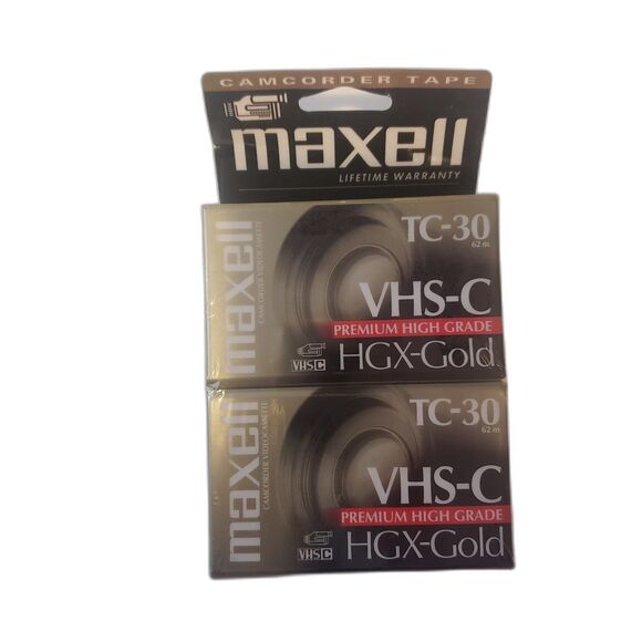 Maxell TC-30 VHS-C HGX Gold Camcorder Tapes Videocassette Pack of 2 NEW - Picture 3 of 3